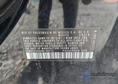 2019 Volkswagen Jetta 1.4T R-Line/1.4T S/1.4T Se из США, поврежденный, VIN 3VWC57BUXKM108713